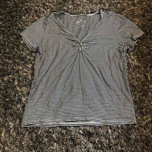 NWOT AE striped cinch button front top